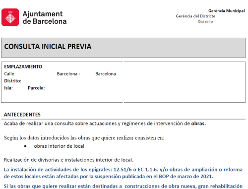 consulta inicial licencia de obra menor
